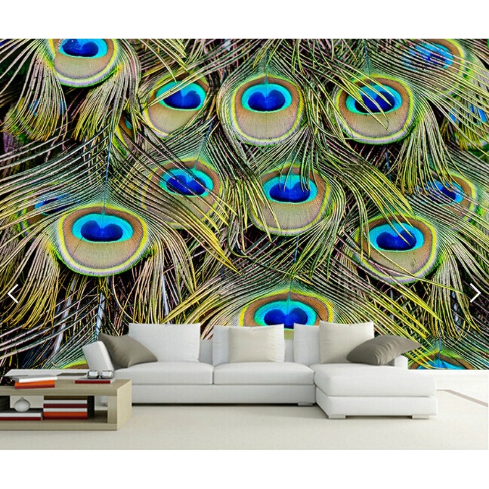Custom Photo Wallpaper Peacock Feather 3d Modern Mural Background Decoration Shopee Malaysia