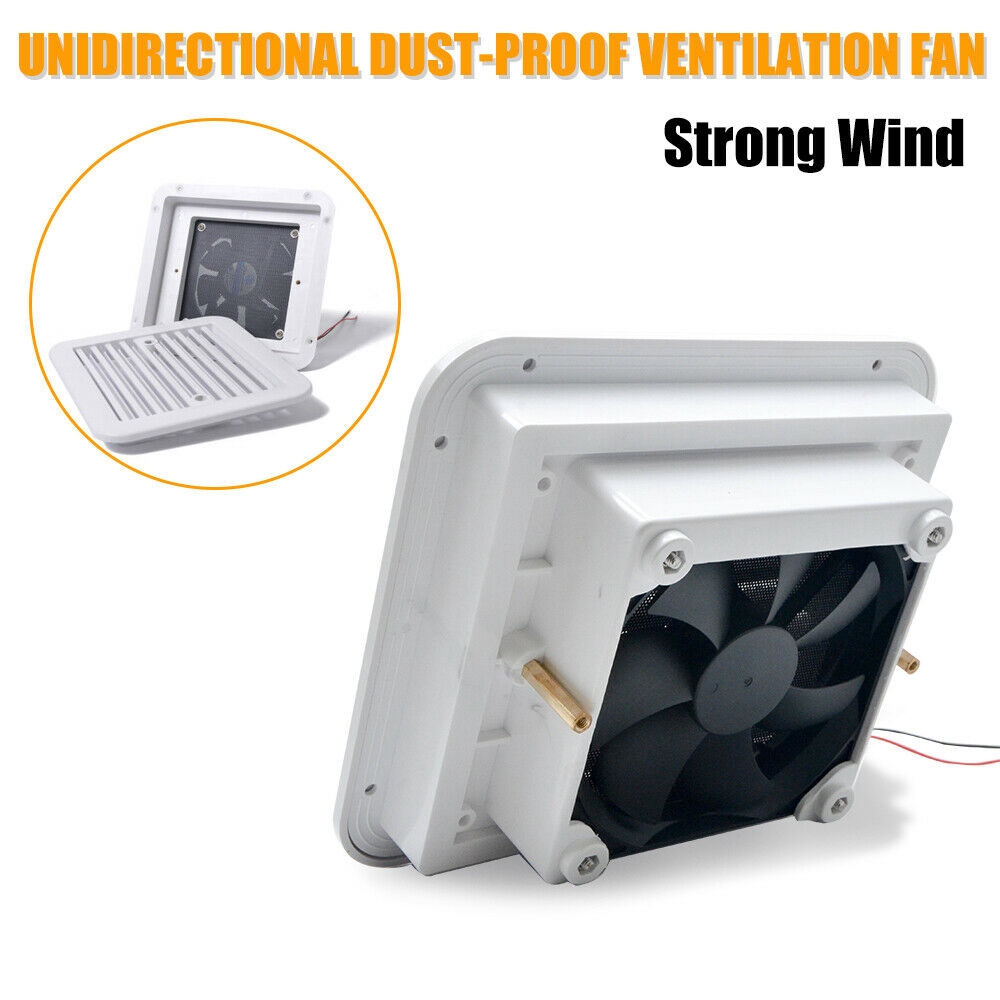 Blower With 3 Speed Intake & Exhaust And Electric Crank Lift & Smoke Lid TOPQSC RV Roof Vent Fan Motorhome Cooling Exhaust Fan 12V Electric Ventilation With Vent Porthole for Caravan Camper Yacht 