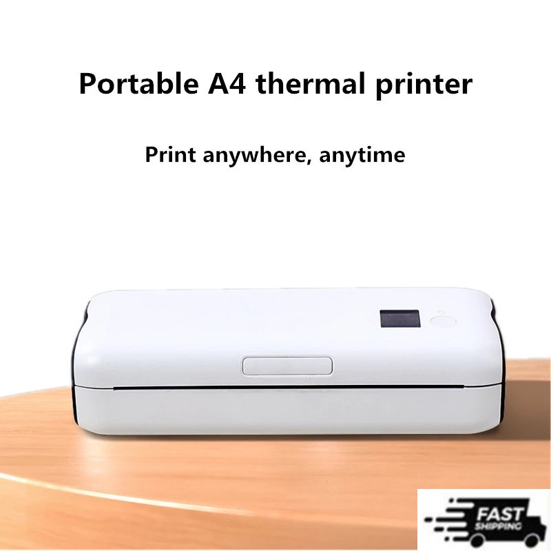 Long battery life【Genuine sale】NEW Portable A4 Printer Wireless Direct Thermal Printer Mobile Printer Portable Document Photo Printer 210mm Bluetooth USB