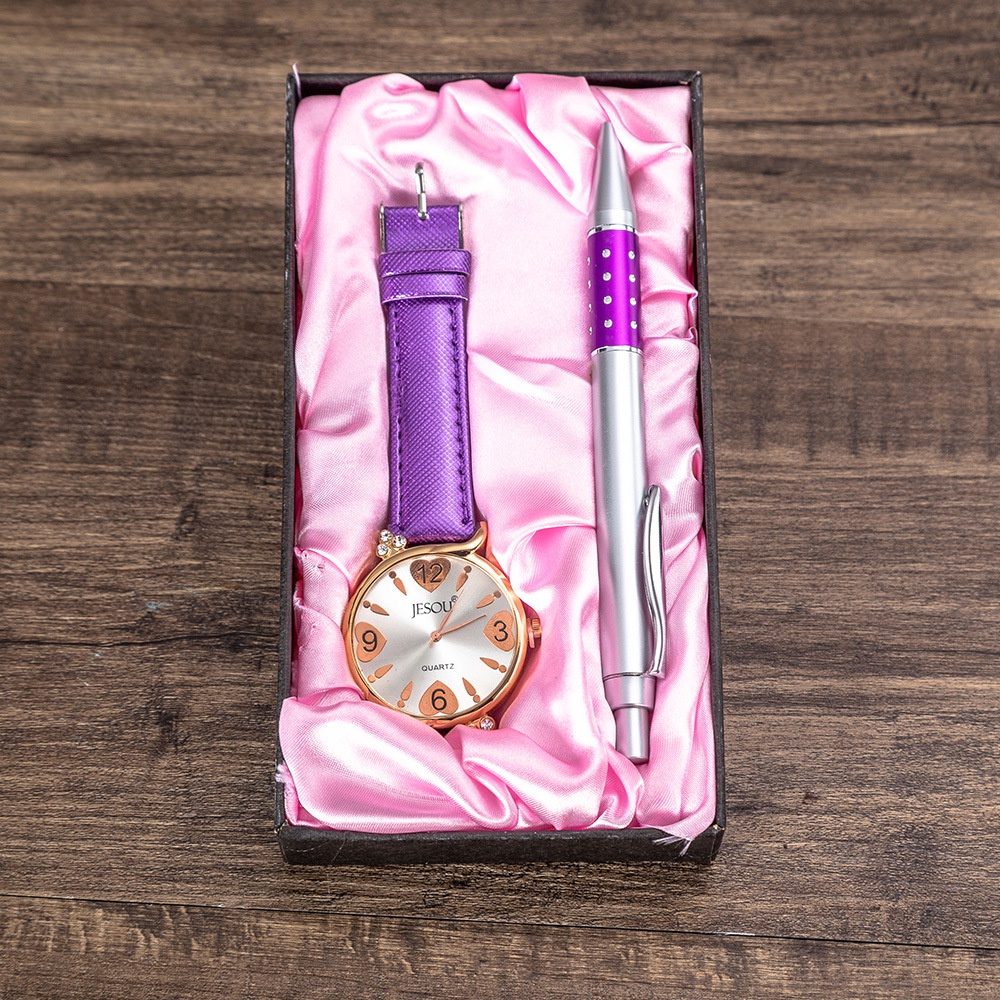 Hardcover women's watch gift box quartz watch + pencil case birthday