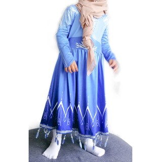 READY STOCK Kid girl costume Frozen  2 dress muslimah baju  