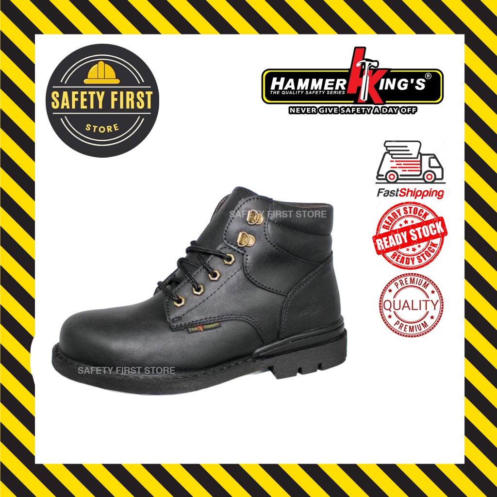 Hammer King Safety Shoes HK 13004 Black/Brown Steel Toe Cap Steel Mid ...