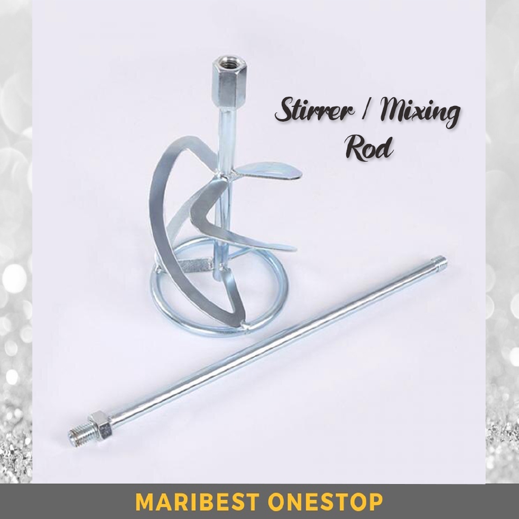Stainless Steel Mixer Rod Cement Paint Mixing Stirrer Threaded Tip Stirring Mud Attachment