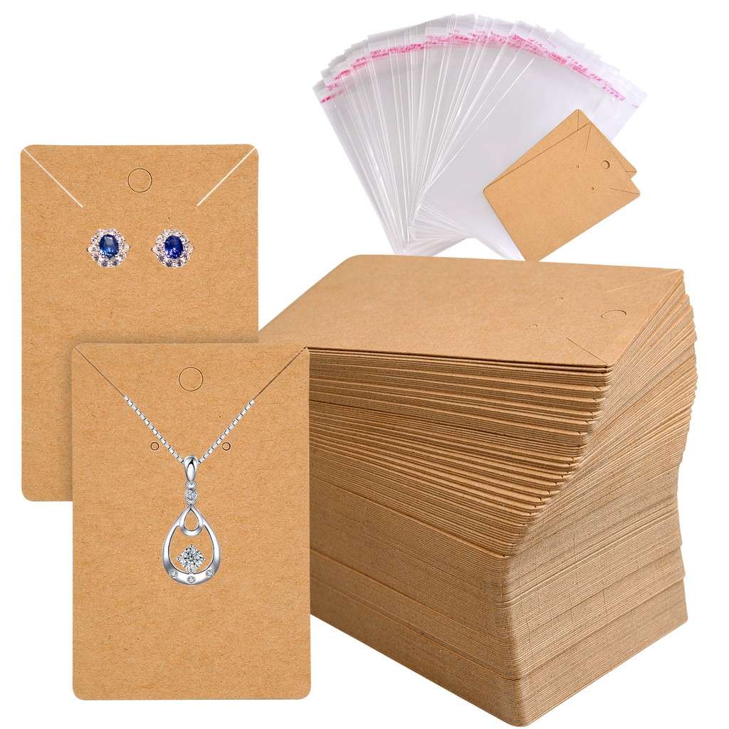 Earrings Necklaces Kraft Black Earring Display Cards Blank Card Tags for DIY Ear Studs 3.5 x 2.3 Inches Hapy Shop 150 Pcs Earring Display Card Necklace Display Cards with 150 Pcs Self-Seal Bags 
