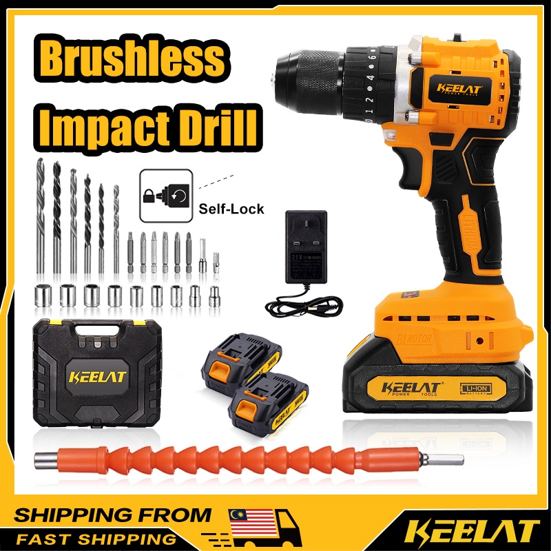 Keelat 29 PCS Brushless Drill Set Heavy Duty Cordless Drill Batteri