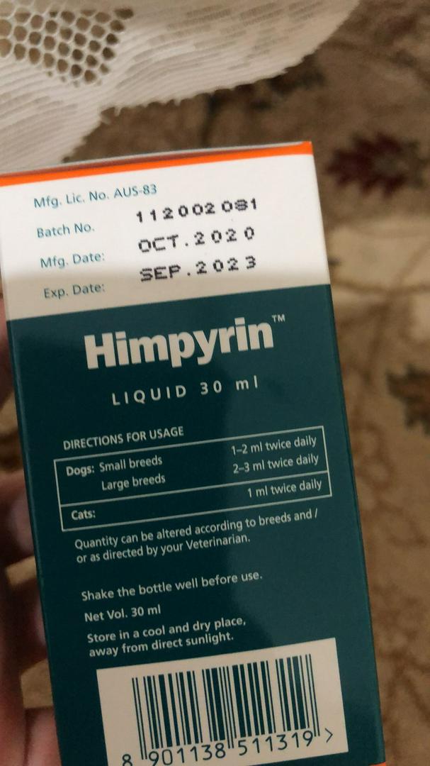 Himalaya Himpyrin Liquid 30ml For Cats And Dogs Fever Painful Ubat Demam Sakit Shopee Malaysia