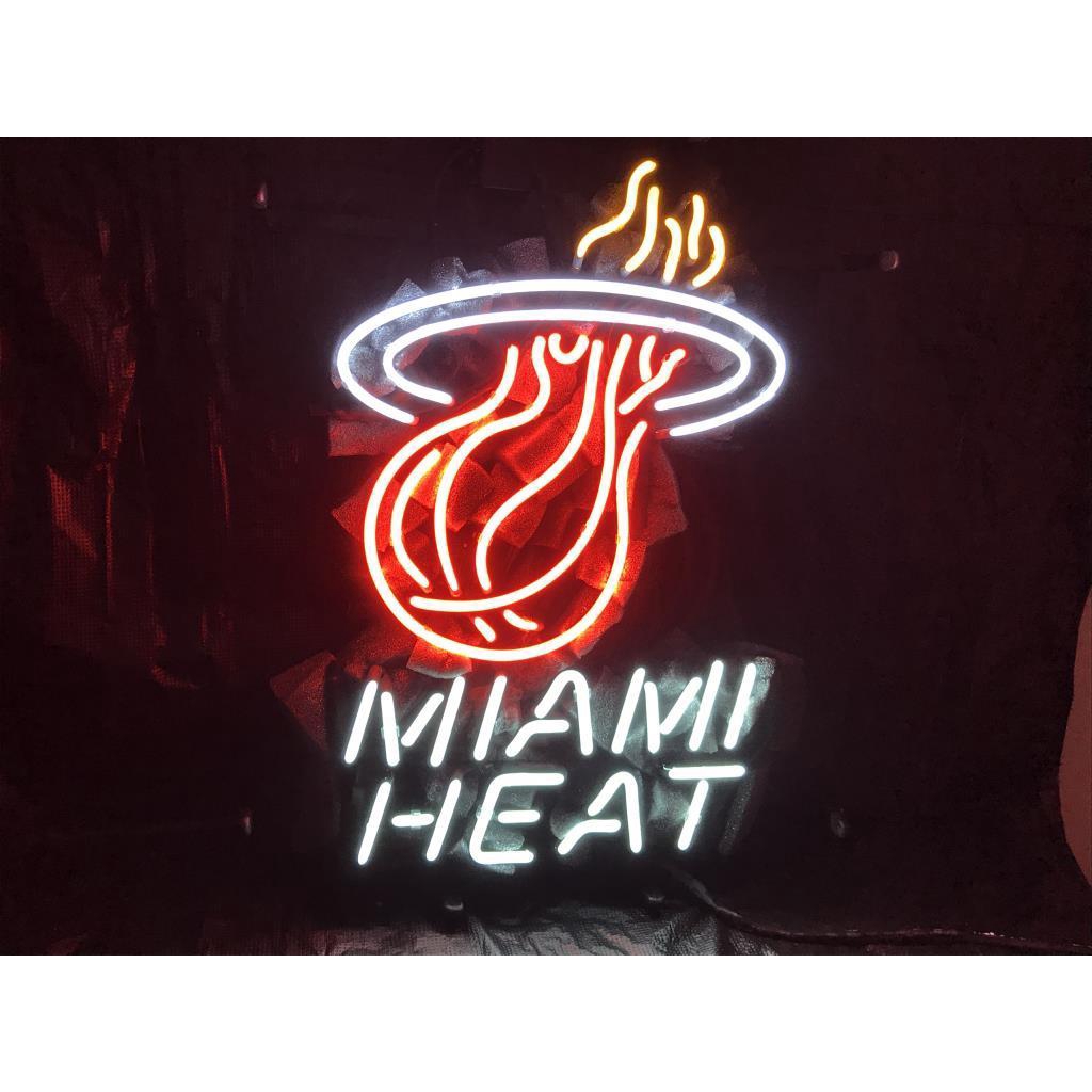 Miami Heat Basketball Sports Fans Collect Display Frame Real Neon