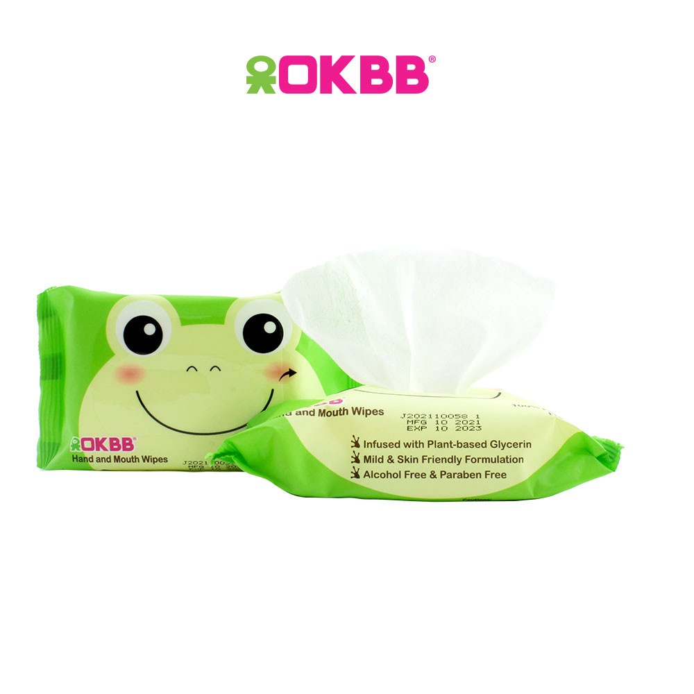 OKBB Baby Wipes 1 x 20's (Hand & Mouth-Food Grade) BW20H