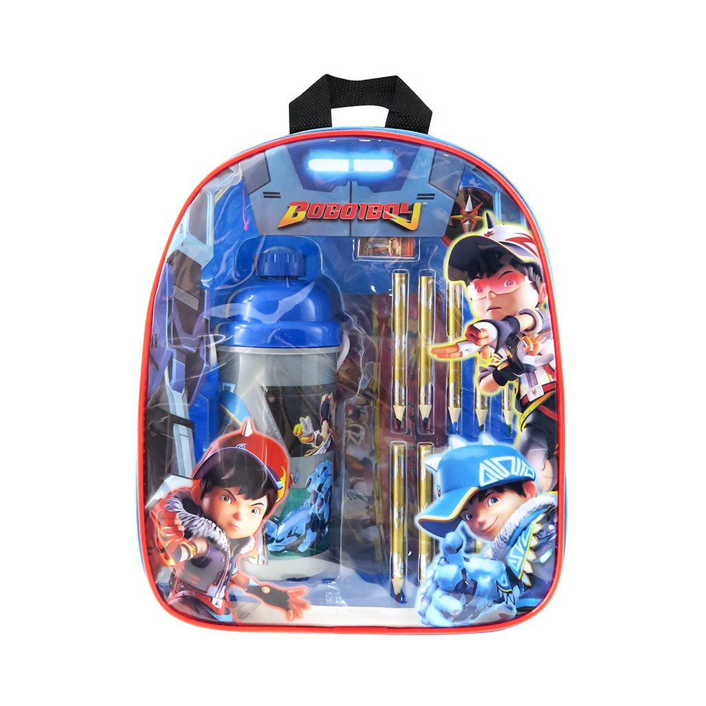 Boboiboy Glacier Frostfire Supra Kids Backpack / Beg With Stationery