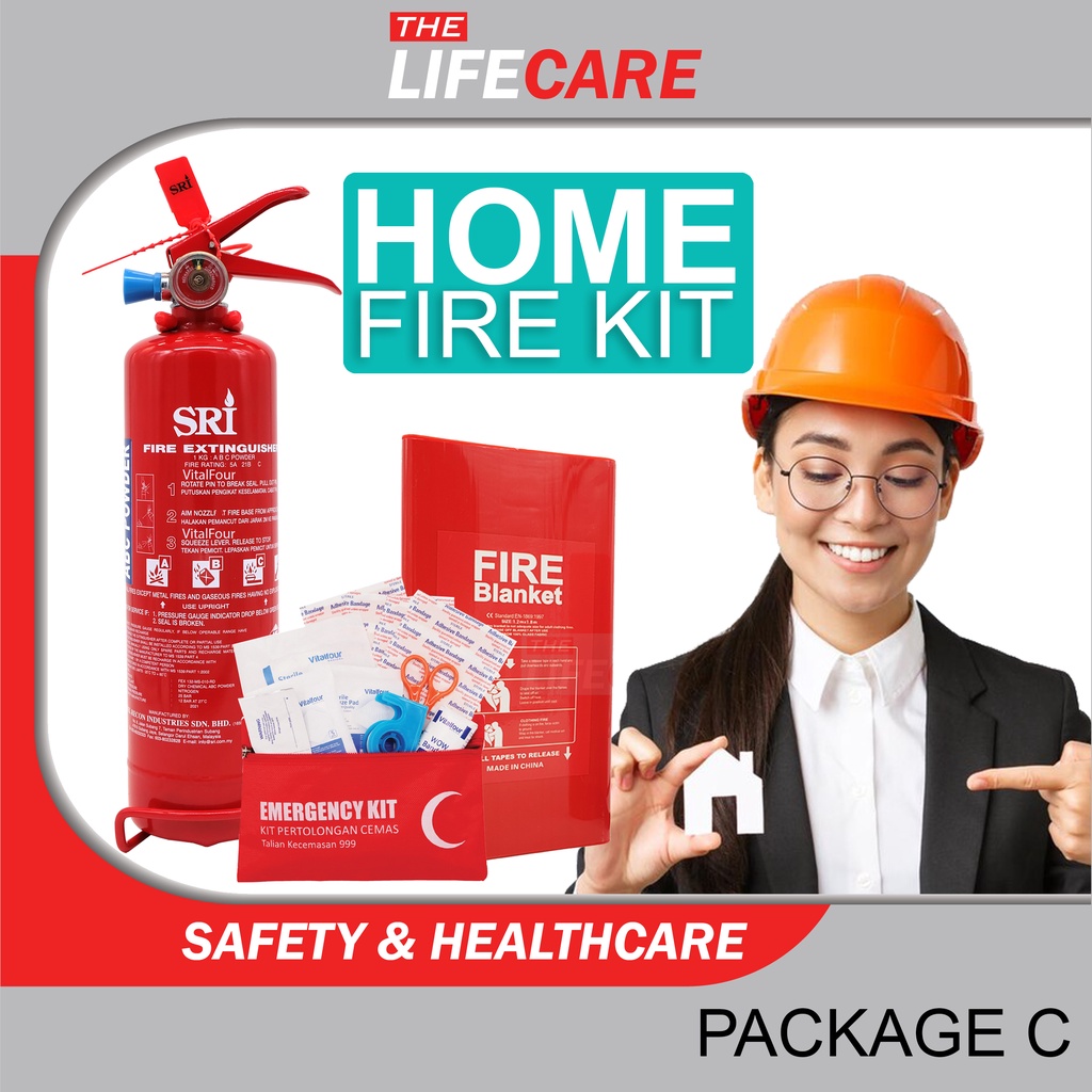 Grab Car, E-Hailing 1Kg Fire Extinguisher Alat Pemadam Api , FIrst Aid Kit , Fire Blanket 1m x 1m