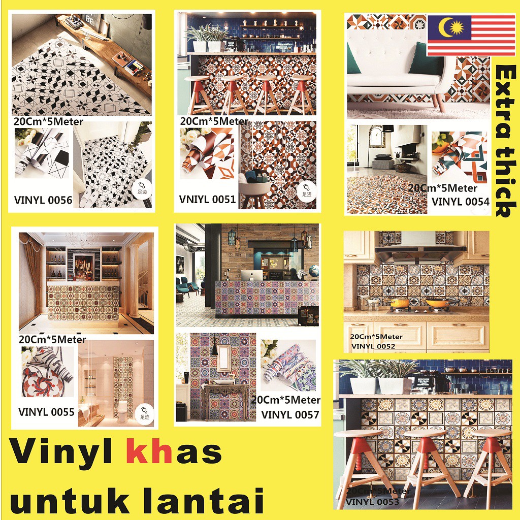 READY STOCK2K BTL PVC WALLPAPER LANTAI  BILIK  AIR  VINYL 