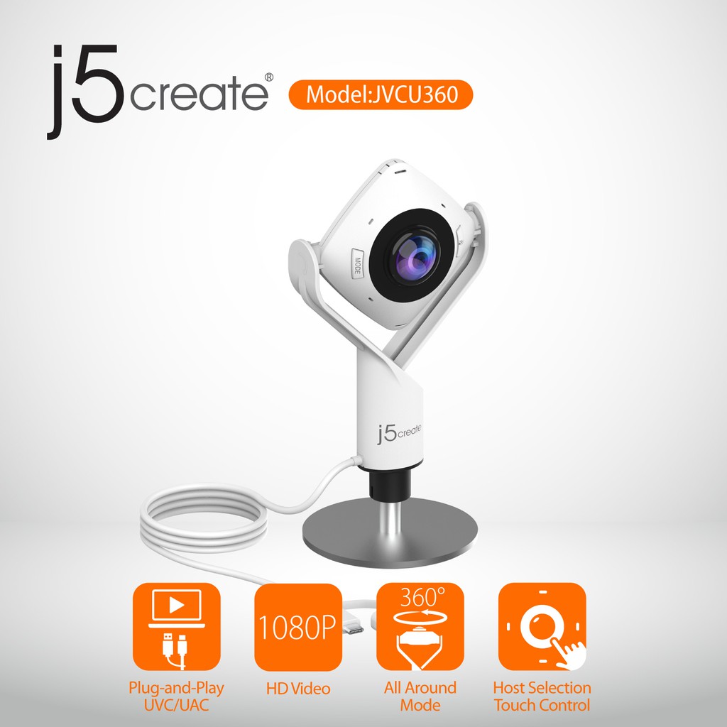 j5create 360° All Around 1080p PC Webcam For Laptop Video Conferencing, Online Classes, and Collaboration(Model:JVCU360)