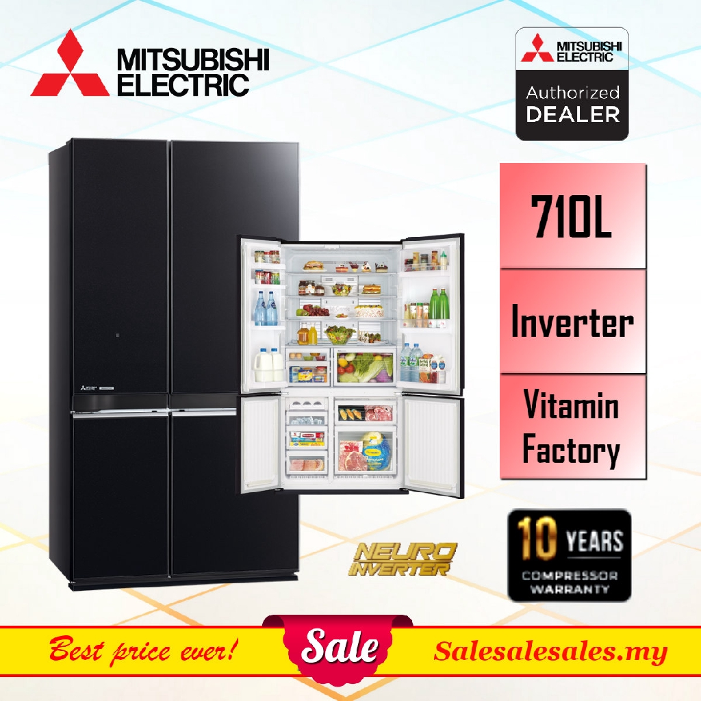 Mitsubishi 710L Fridge Inverter 4Doors FrenchDoor Refrigerator (Glass