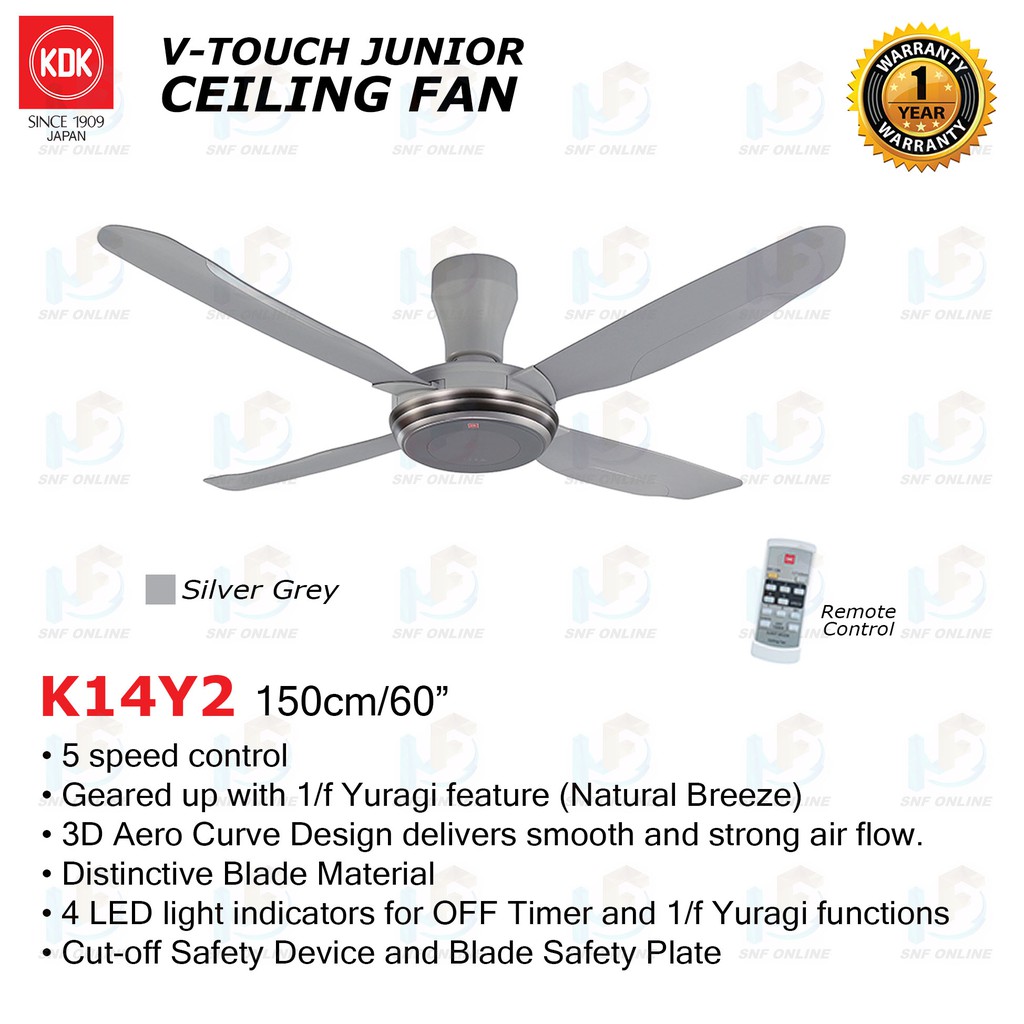 Kdk 56 Ceiling Fan With Remote Control Silver Grey K14y2 Gs K14y2