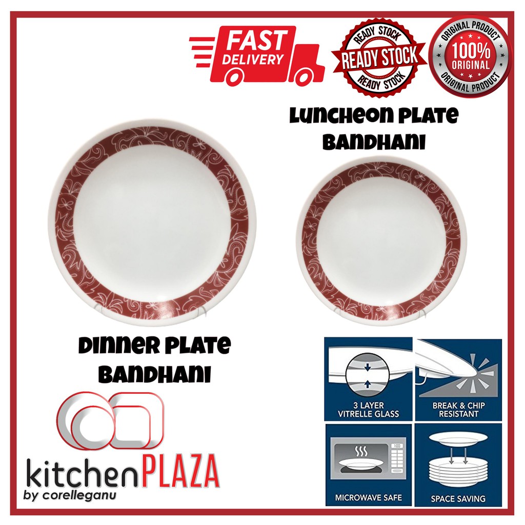 [Corelle Loose] Corelle Dinner Plate / Luncheon Plate Bandhani Shopee