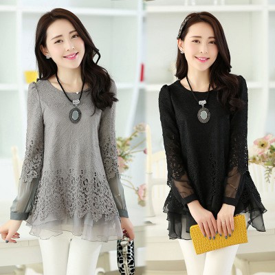 Korea women s blouse Fashion baju  kemeja  wanita long 