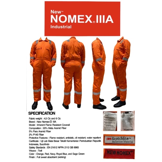 New Nomex IIIA Orange Fireproof Coverall Wearpack Promo Shopee Malaysia