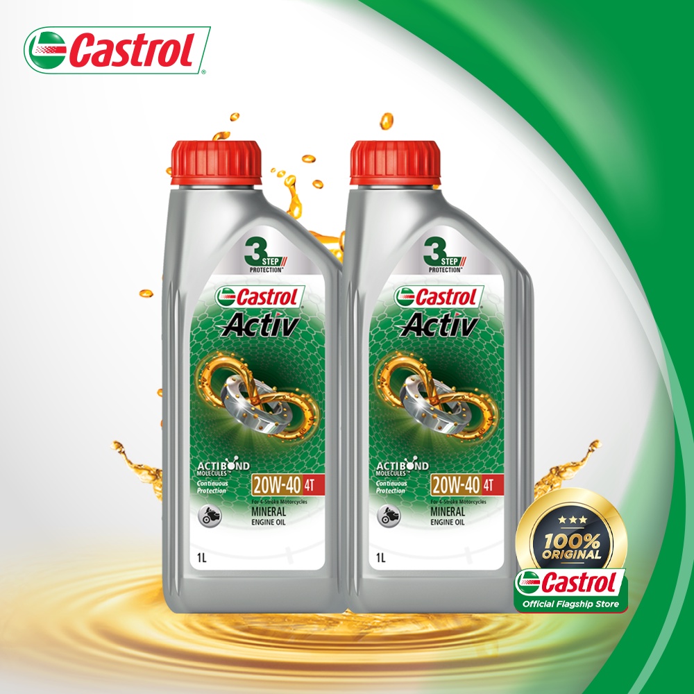 [TWIN PACK] Castrol Activ 4T 20W-40 Continuous Protection for 4-Stroke Motorcycle