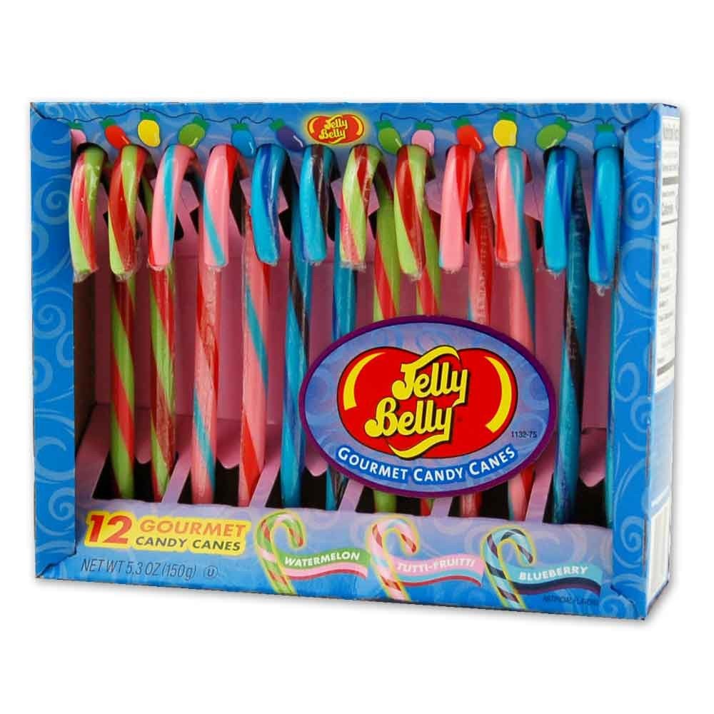 Jelly Belly Candy Canes 12 Pack Watermelon, TuttiFruitti, Blueberry