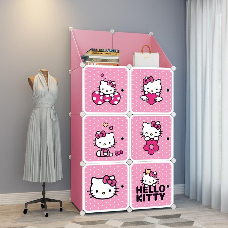 HELLO KITTY 6 cube Upper Rack DIY Multipurpose Wardrobe Clothes
