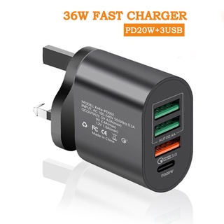 36W PD+3USB Charger Four-Port Fast Charge PD USB type-c Output Mobile Phone Tablet And Other Charging