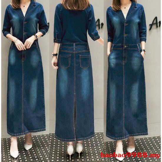 long dress on jeans