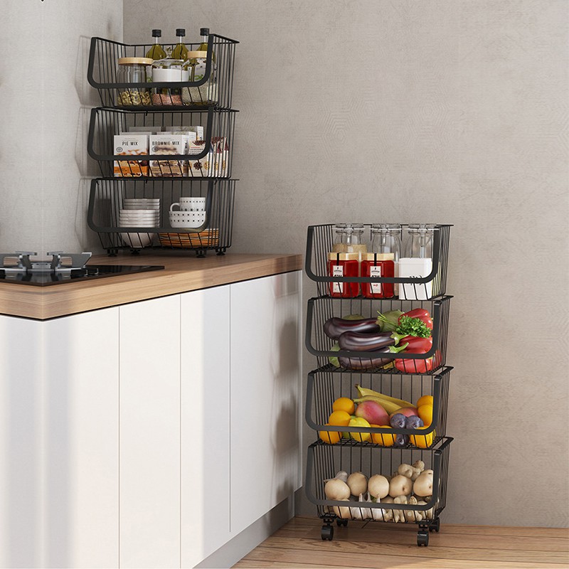 Movable Kitchen Rack Trolley Storage Rack Spice Rack Stainless Steel ...