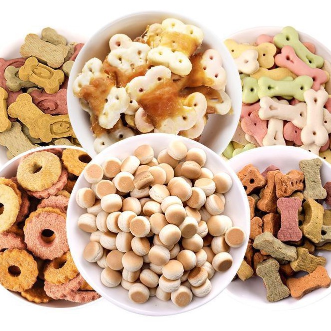 (REPACK) Dog Cookies Milky Mini Bun ,Beef Vege Cookie , Chicken Vege Cookie , Bone Biscuit , Goat Milk Pet Treats - 500g