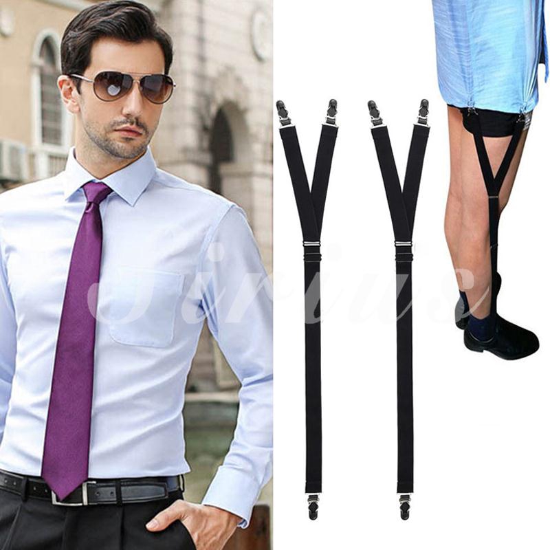 2pcs Mens Holders Elastic Shirt Garter 1pair Non Slip Locking Belt