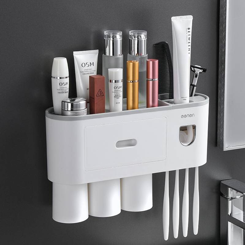 Bathroom Toothbrush Holder Gargle Cup Automatic Toothpaste Holder