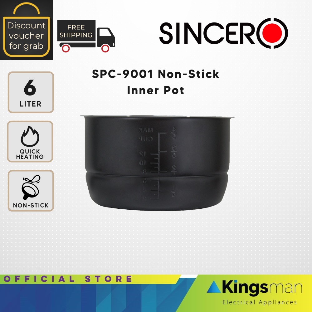 [Kingsman Electrical] Sincero 6L Black Non-Stick Inner Pot Suitable for SPC-9001 Sincero Pressure Cooker Only