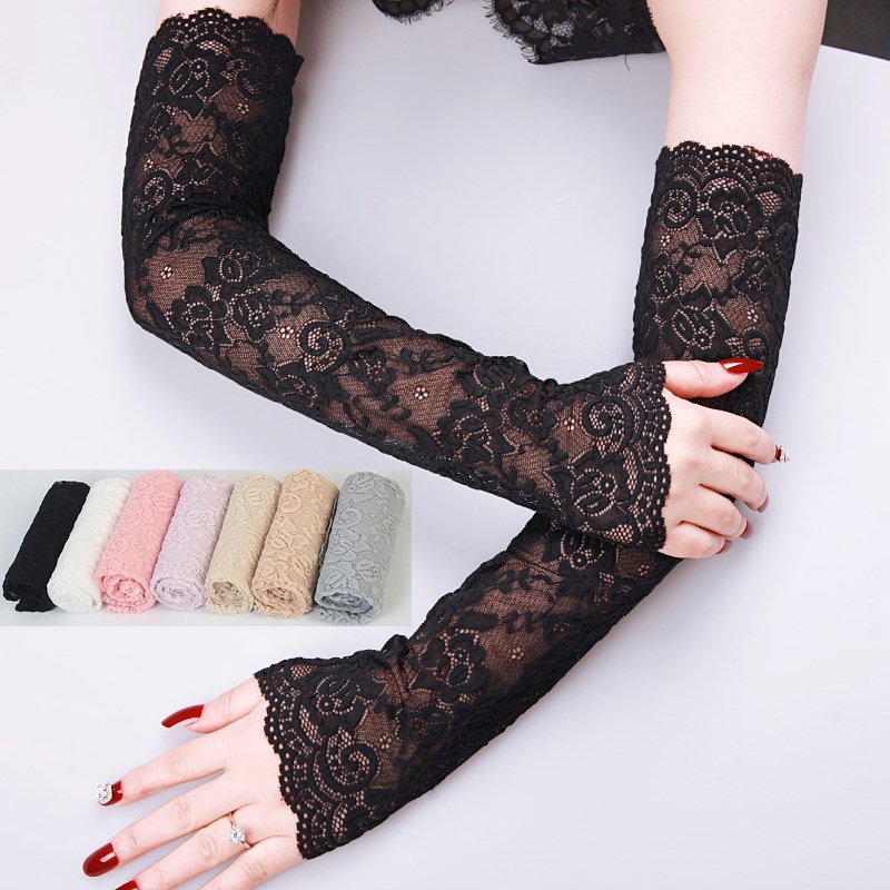 Sunscreen Gloves Lace Arm Sleeve Women Driving Seamless Arm Sleeves UV
