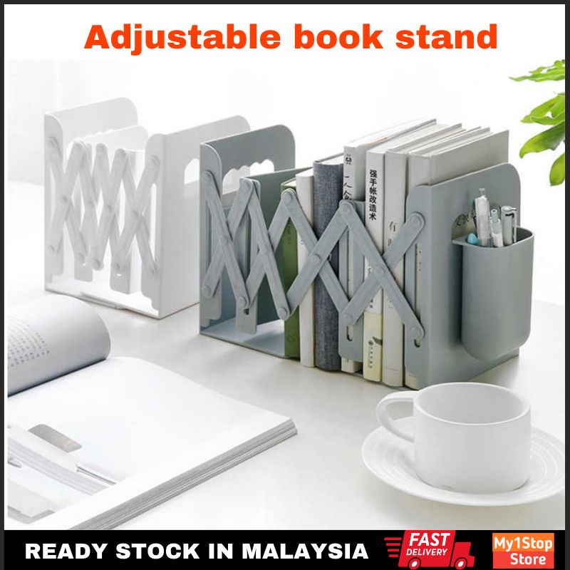 Telescopic Book Stand with Pen Holder Desktop by Adjustable Shelf Desk