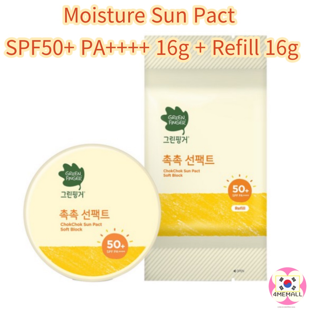 [Green Finger] Moisture Sun Pact SPF50+ PA++++ 16g + Refill 16g / (Kids, Children) Shopee Malaysia