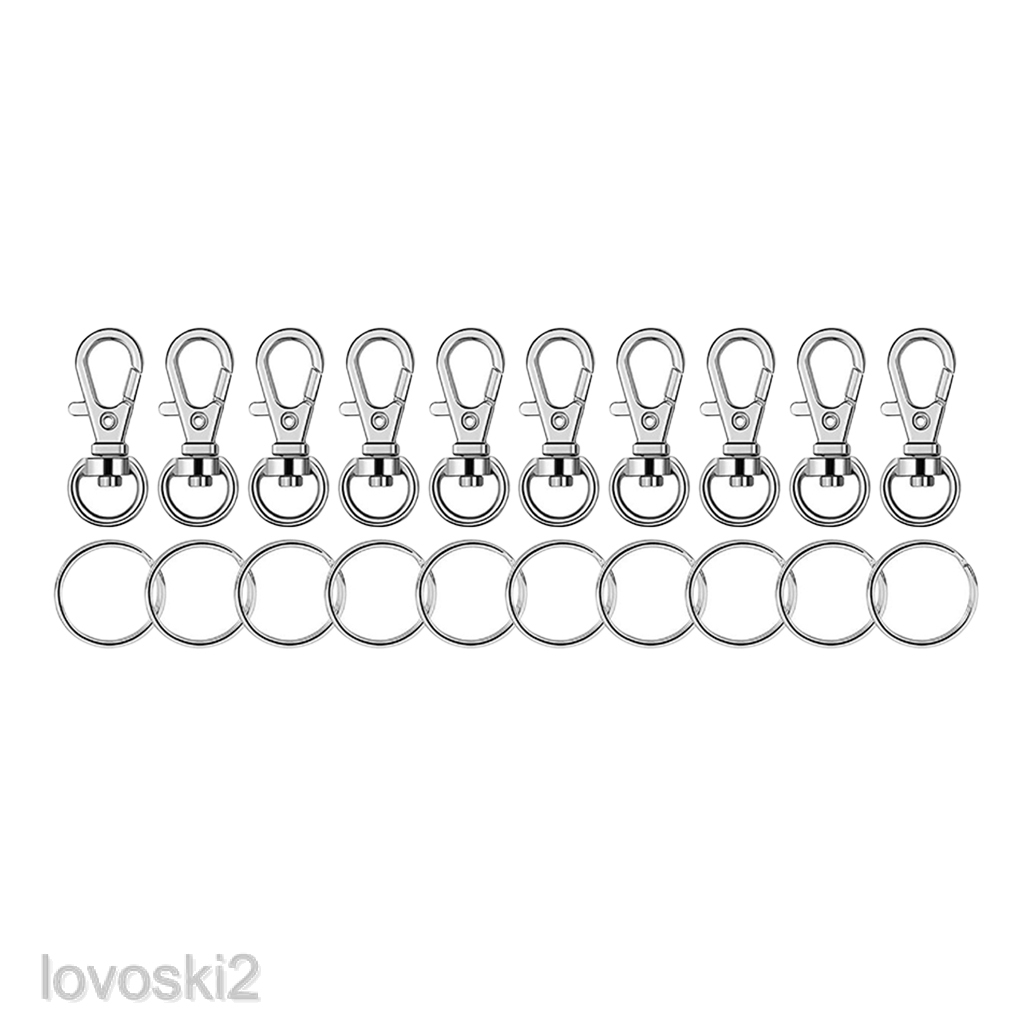 20x Metal Swivel Lanyard Snap Hook Clasp with Key Rings DIY Jewelry Findings