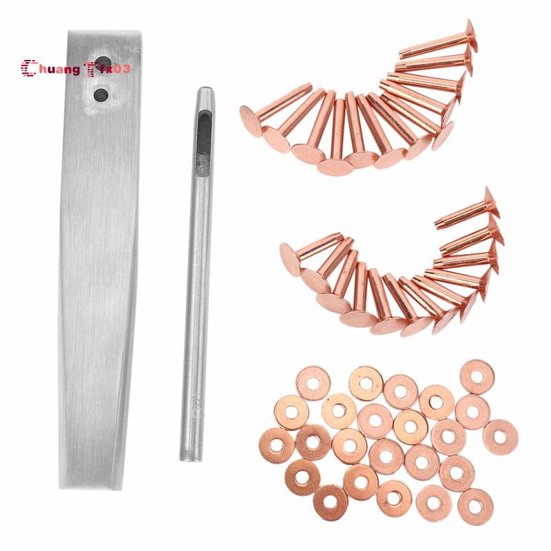 Red Copper Rivet and Burr with Burr Setter Copper Rivet Fastener