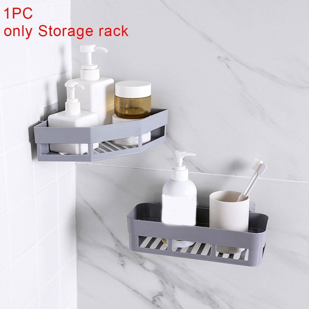 Bathroom Corner Shelf Suction Rack Organizer Cup Storage Shower Wall Basket Tool 