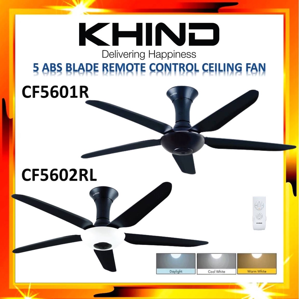 KHIND CF4301R 43" / CF5601R 56" 5 ABS Ceiling Fan with Remote Control