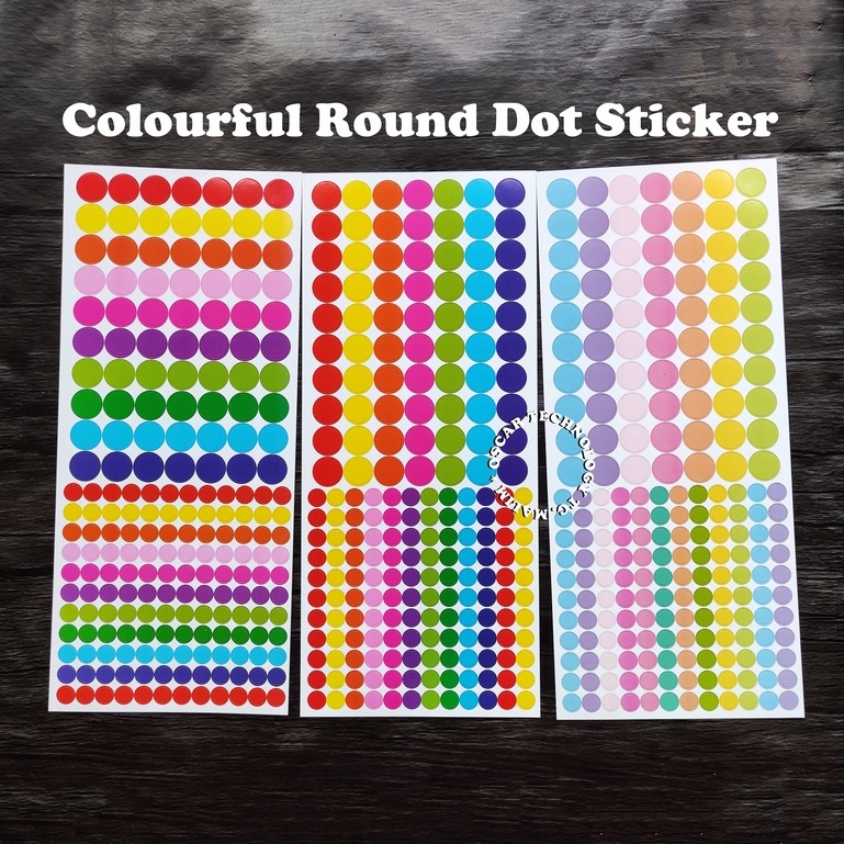 Colourful Round Dot Sticker / Rainbow Circle Dot Labels / Rectangle ...