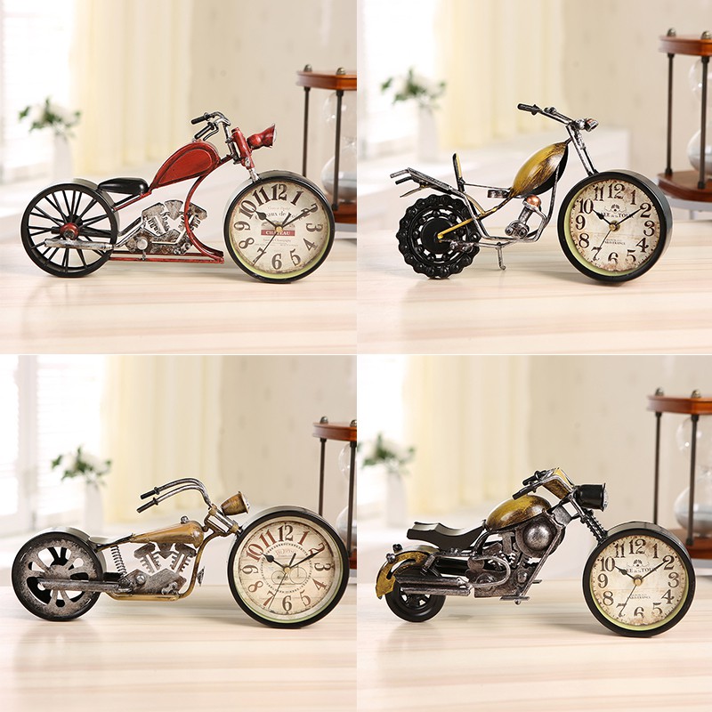 New Vintage Motorcycle Bike Desk Clock Analog Quartz Antique Bike