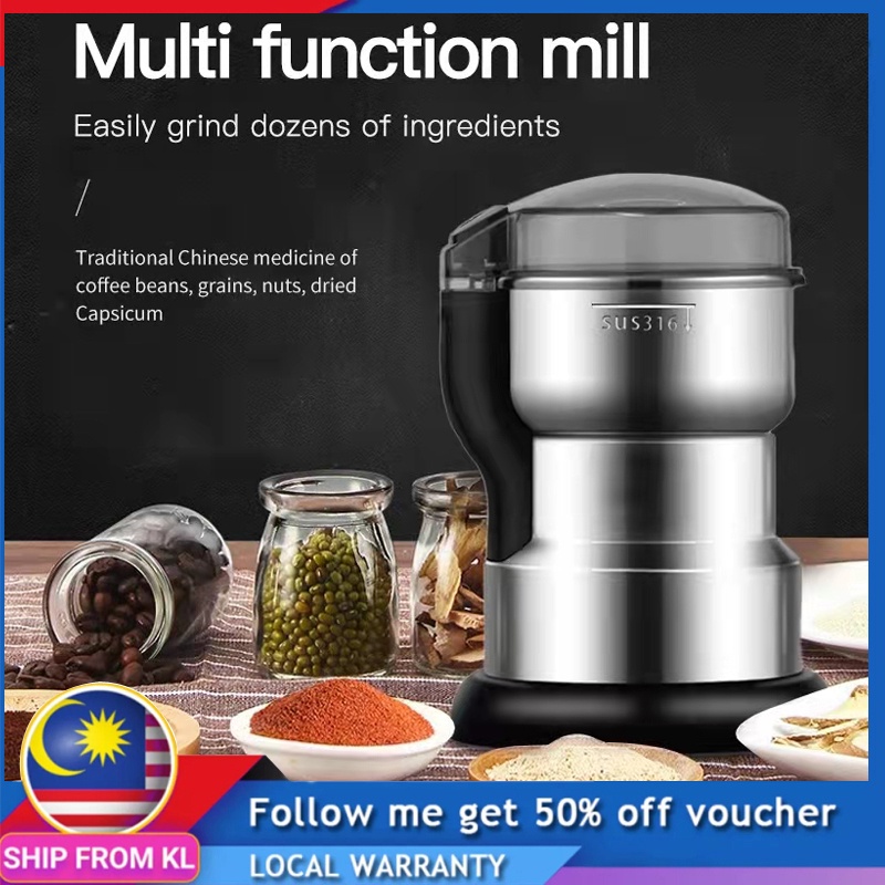 Electric Stainless Steel Coffee Bean Grinder Home Grinding Milling Spices Dry Mill Machine High Power Bean Milling