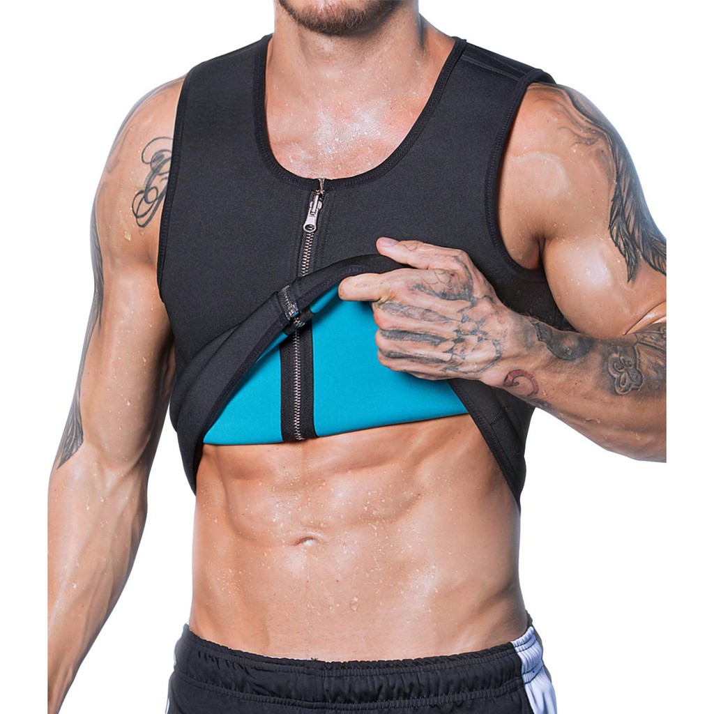 Lachi Men Sauna Sweat Vest Weight Loss Waist Trainer Vest Neoprene Tank Top Shapewear Slimming Shirt Workout Suit