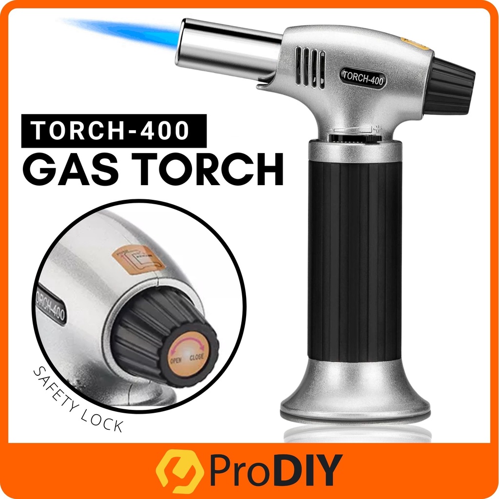 TORCH-400 Gas Torch Professional Kitchen Cooking with Lock Adjustable Flame Refillable Mini Blow Torch Lighter for BBQ