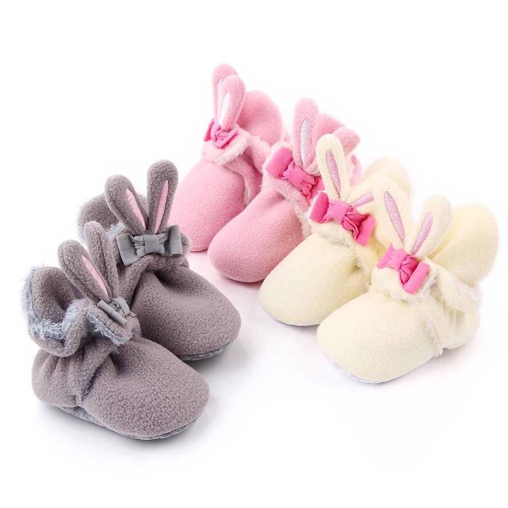 Baby Boy Girl Fleece Booties Newborn Cozy Winter Warm Socks Toddler Non-Slip Soft Sole Crib Shoes 