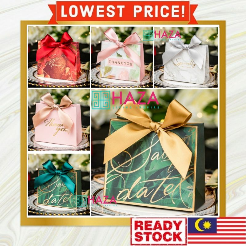 READY STOCK ROXEL RIBBON BAG (26 Designs) BOX DOOR GIFT Premium Doorgift Wedding Kahwin Tunang Goodies cenderahati