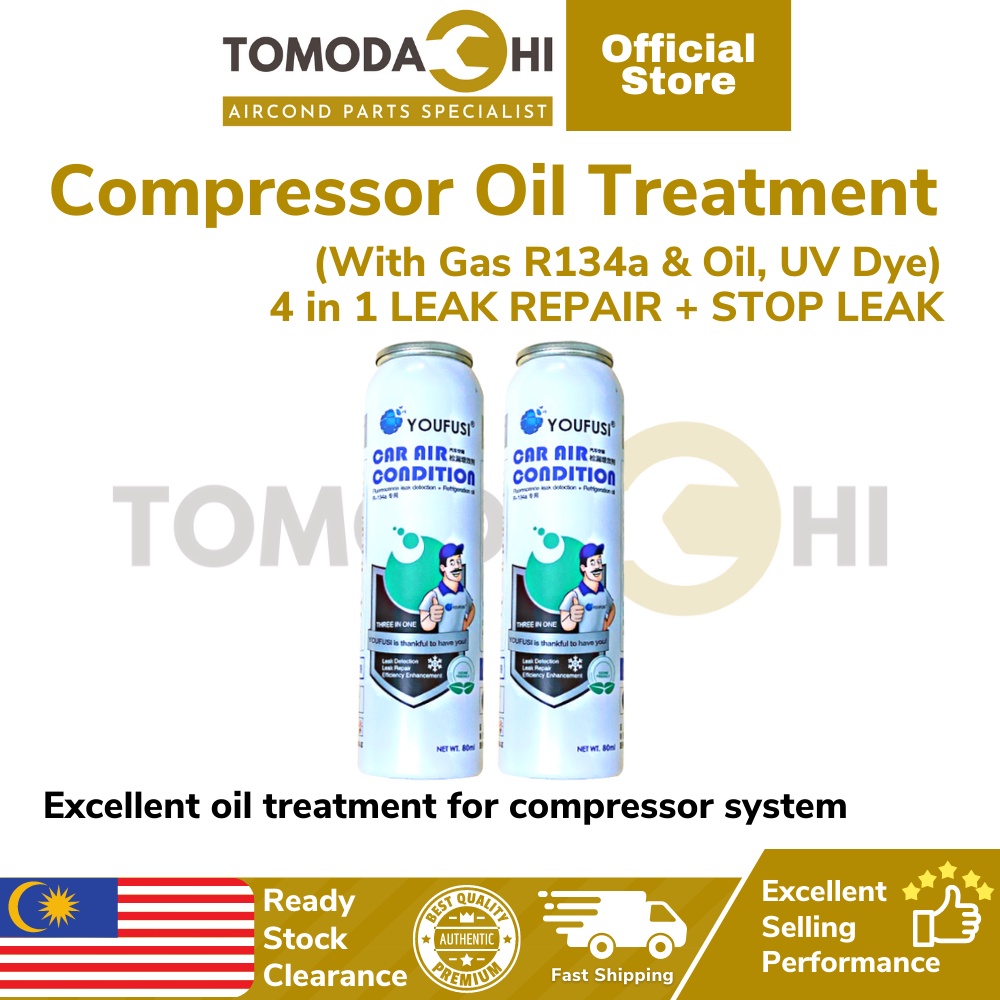 TOMODACHI Aircond Compressor Oil Treatment With Gas R134a UV Dye 4 in 1