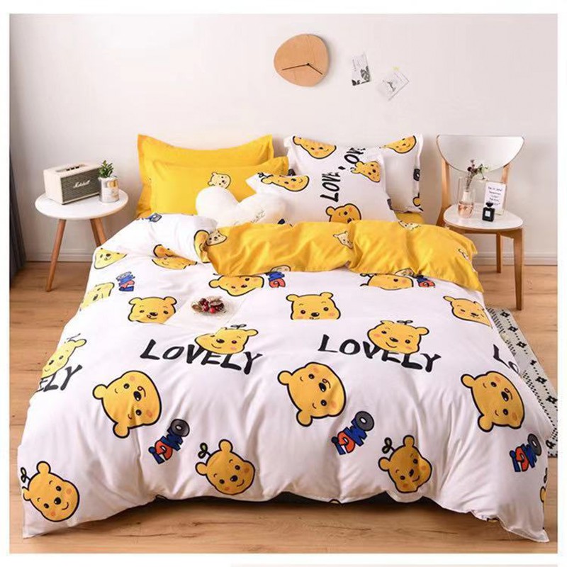 Ins Cartoon Winnie The Pooh Snoopy 4in1 Cadar Bedding Sets Quilt