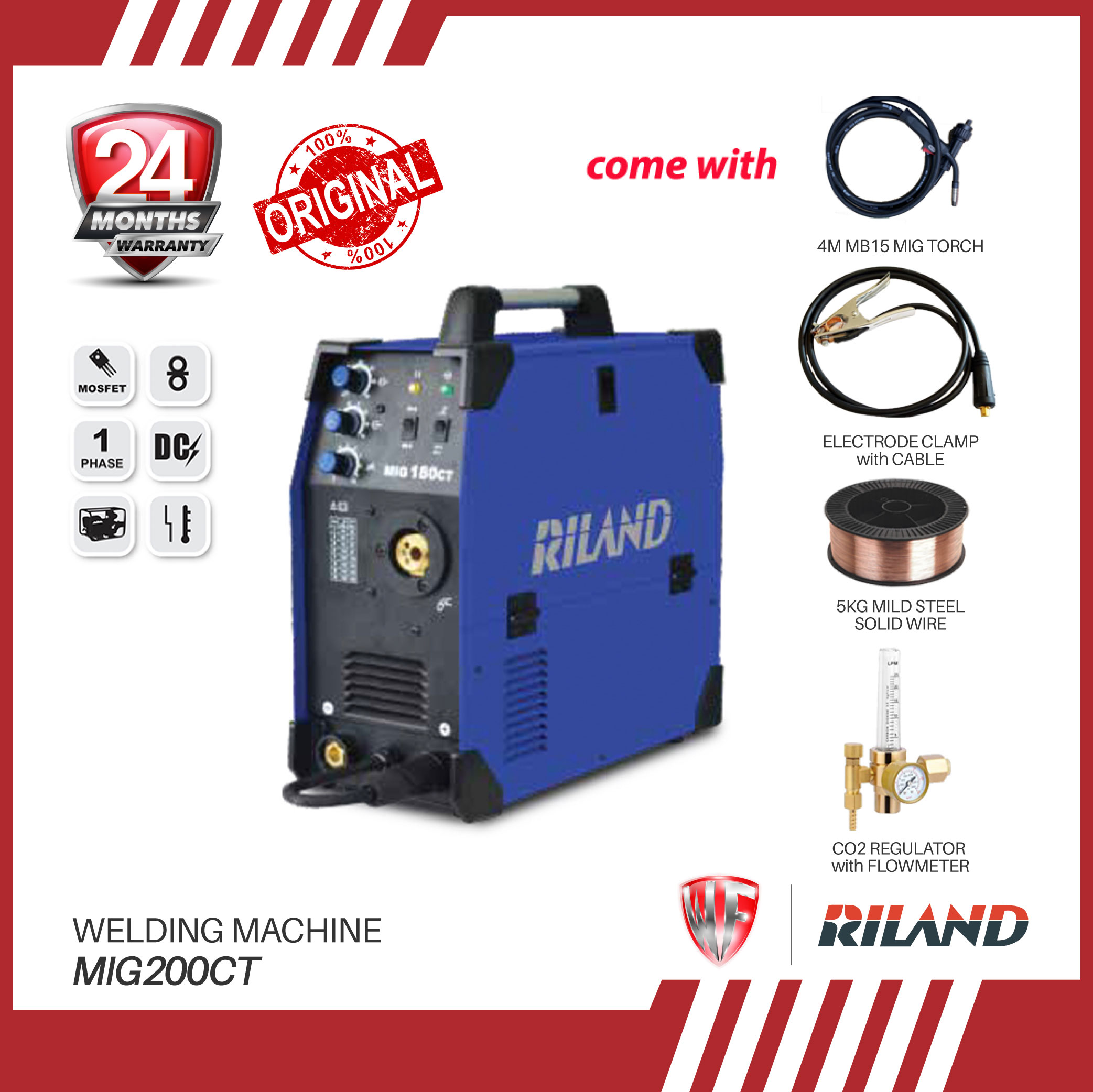 RILAND MIG 200CT 200A Welding Machine 2in1 FOC 1 FourGloves M & JETMAC Auto Darkening Welding