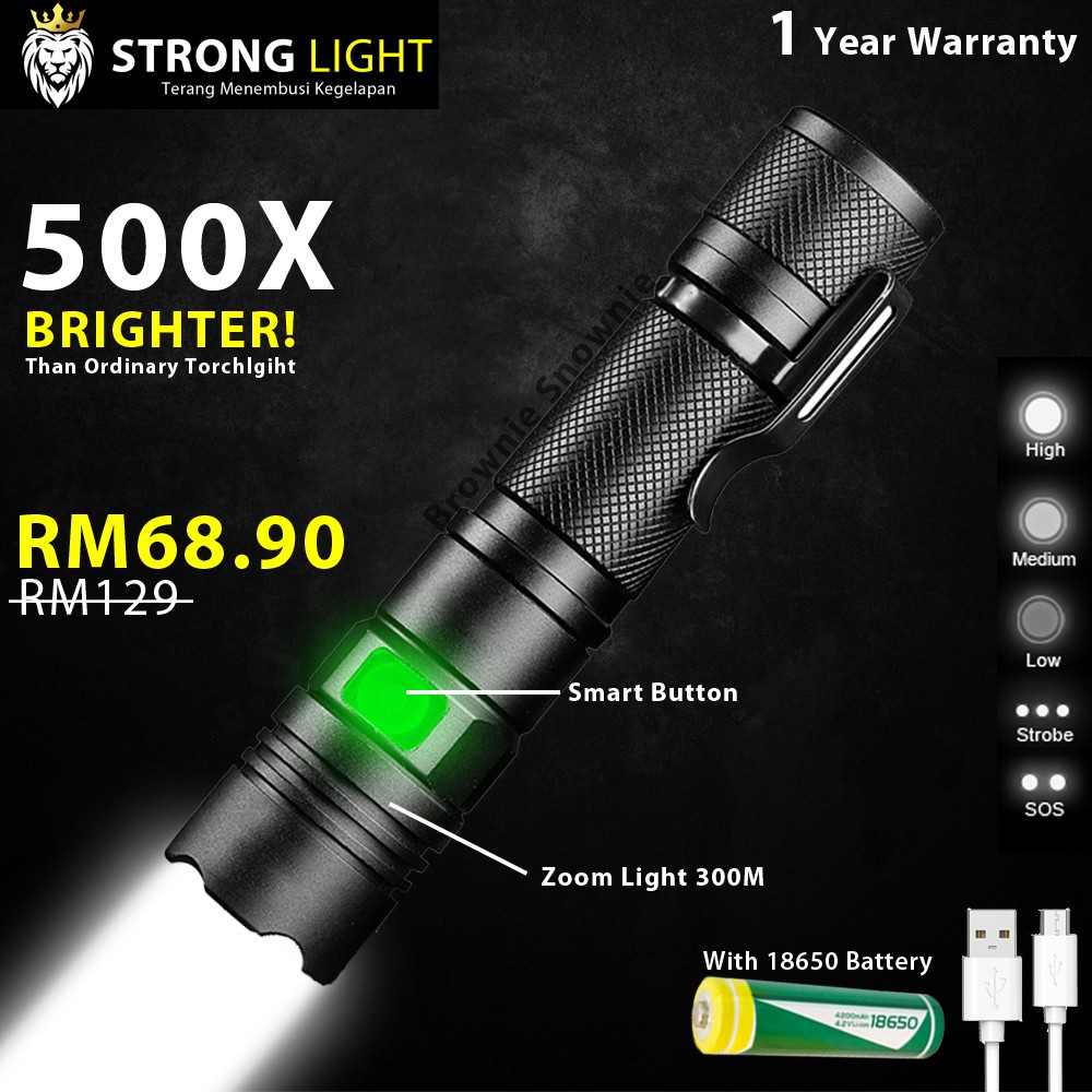 (Ready stock) Strong Light Torchlight Rechargeable P50 Torchlight ...