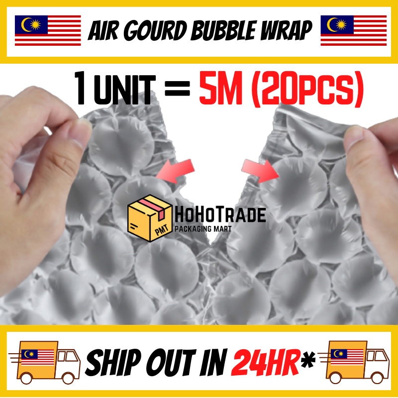 Ship 24Hrs 5 meter (20pcs) Air Bubble Wrap Inflatable Air Gourd Film
